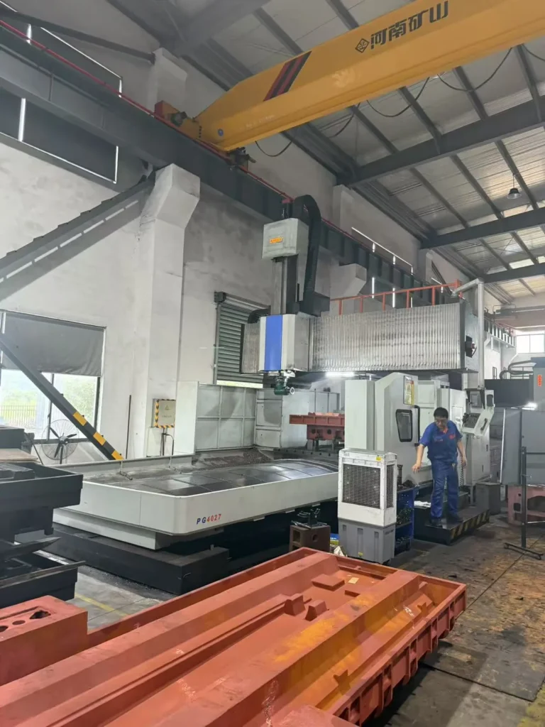 MNT MEINAITE large gantry milling machine processing a machine bed