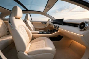 Automotive interior materials cut on a CNC oscillating knife cutting machine