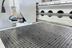Ball screw, linear guide and vacuum table on an MNT CNC router