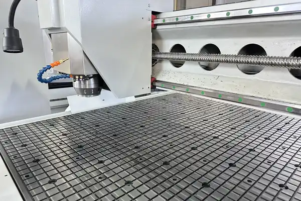 Ball screw, linear guide and vacuum table on an MNT CNC router