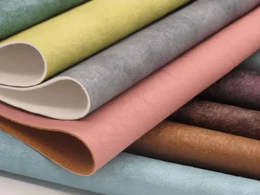 Multi-color bonded (recycled) leather sheets with a soft matte nubuck-like surface