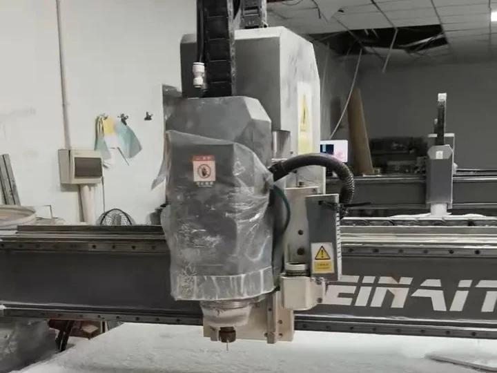 MNT MEINAITE T5 CNC router milling a thick PTFE Teflon plate at a customer workshop