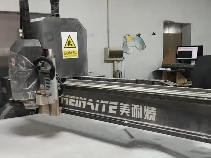 MNT MEINAITE T5 CNC router cutting a thick PTFE Teflon plate at a customer workshop