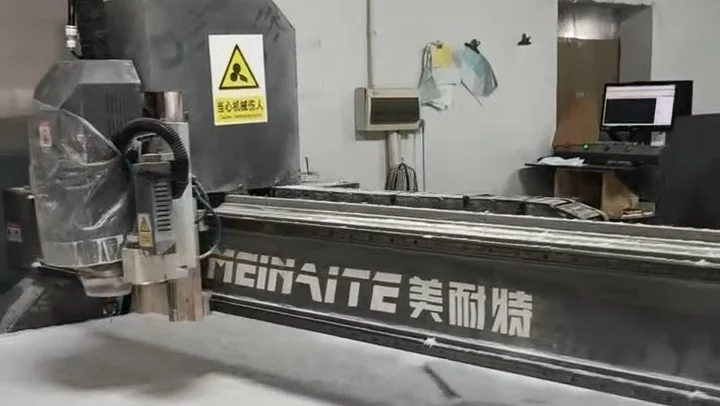 MNT T5 CNC router cutting a thick PTFE plate at a customer site