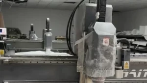 MNT T5 dual-head CNC router machining a solid PTFE block, video cover