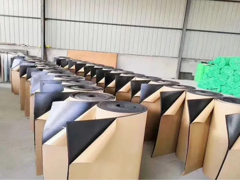 Closed-cell elastomeric rubber insulation sheet sheared clean on the MNT C-series knife table