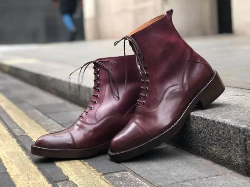 Cut leather shoe uppers, linings and components ready for stitching on footwear production line