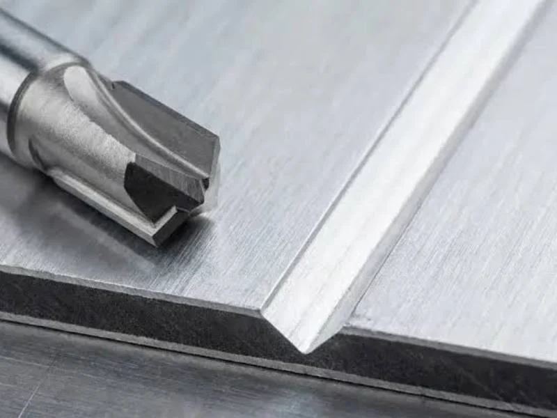 V-grooved ACM panel folded to a crisp corner