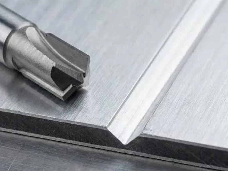 V-grooved aluminium composite panel ready to fold
