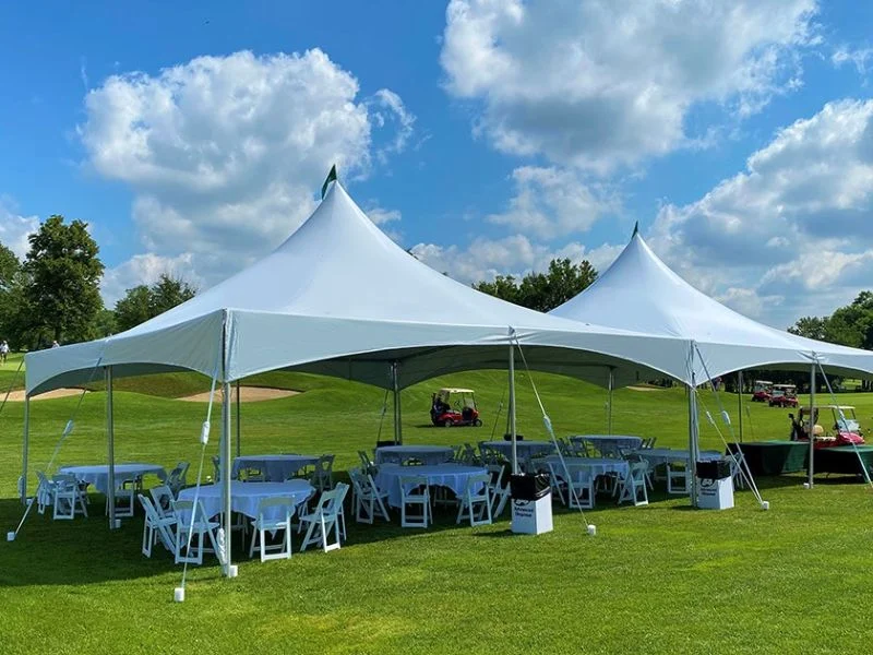 Event tent canopy panels cut to the flattened pattern with seam allowance on the MNT C-series