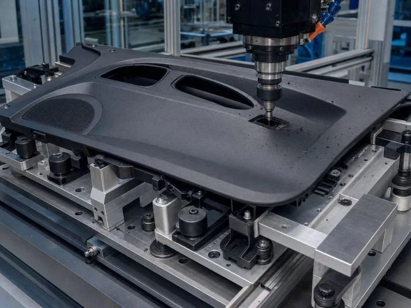Automotive door card trimmed on a five axis router