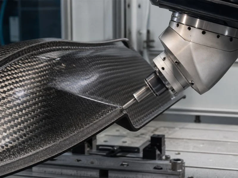 Cutter held normal to a curved surface during contour trimming