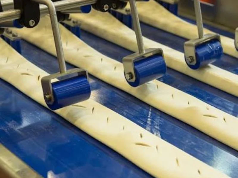 Food-contact acetal portioning plates and product guides after dry machining