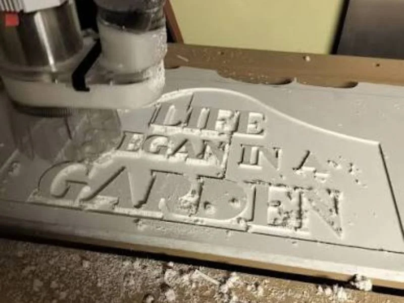 Expanded PVC board routed on a CNC machine