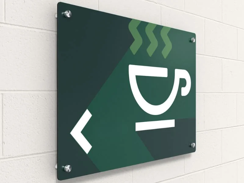 Shaped signage panel cut on a flatbed cutter