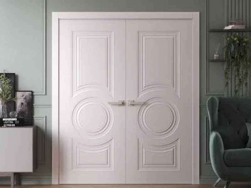 Frame-and-panel solid wood door with raised panel