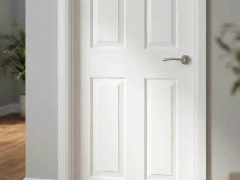 MDF door blank with routed V-groove pattern before painting