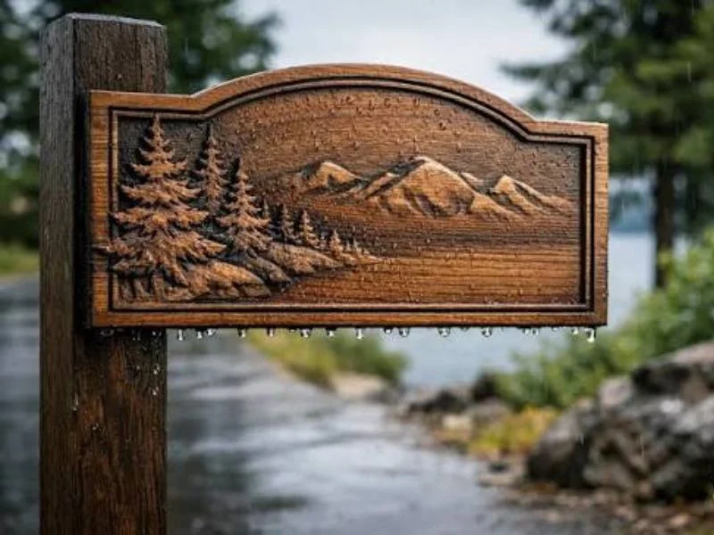Carved timber and HDU sign made on a CNC router