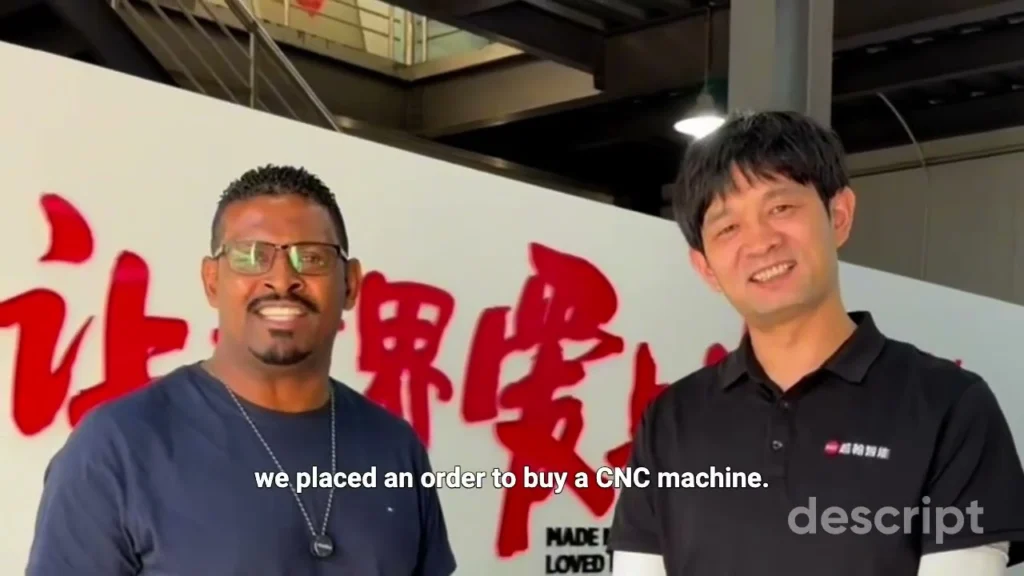 Barcelona CNC customer and MNT representative at the factory, from the customer visit video